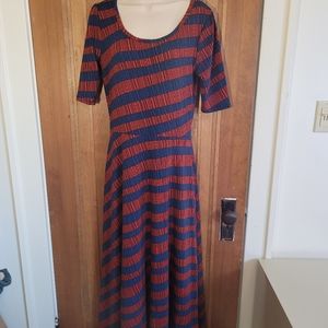 Lularoe Blue Red Striped, Long Dress, L